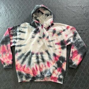 Gildan Unisex Tie-Dye Hoodie - Black, Pink, and White